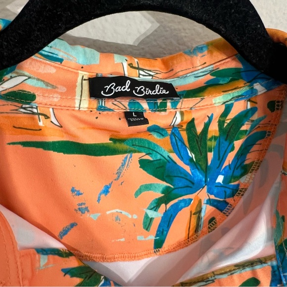 Bad Birdie Hotel California golf polo palm trees orange blue size large - Picture 9 of 12